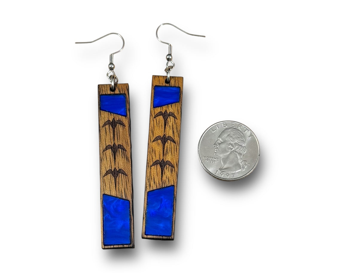 Koa and Acrylic Iwa Earrings