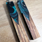 画像をギャラリービューアに読み込む, Acrylic and Koa Wood Earrings Teal Swirl
