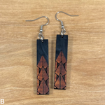 Load image into Gallery viewer, Koa wood and Acrylic Maka Ihe Earrings
