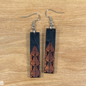 Koa wood and Acrylic Maka Ihe Earrings