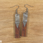 Load image into Gallery viewer, Acrylic and Koa Wood Earrings Gray Pearl
