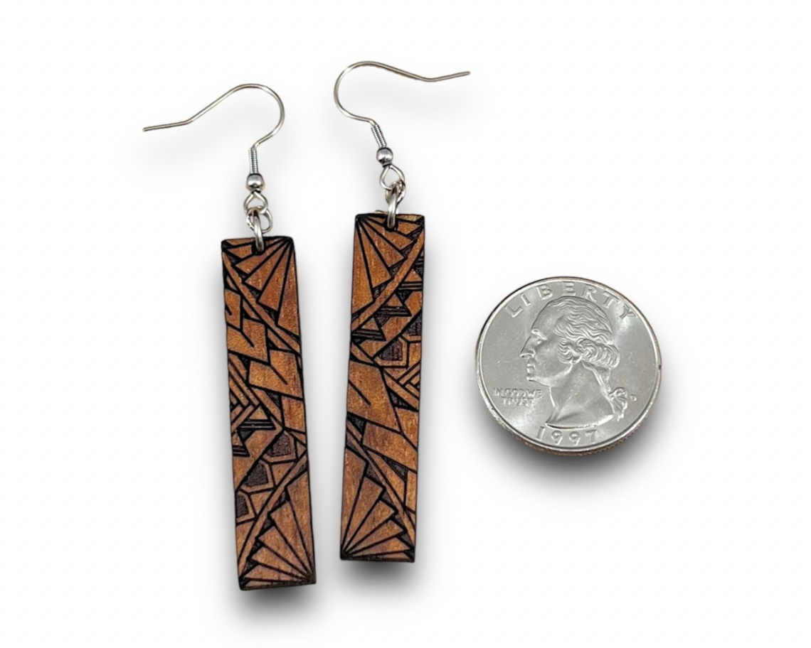 Koa Engraved Earrings (short)