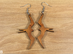 Koa Iwa Bird Earrings