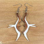 Load image into Gallery viewer, Koa and Acrylic Iwa Bird Earrings
