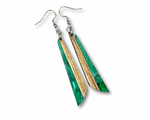 Load image into Gallery viewer, Acrylic and Koa Wood Earrings Green Pearl
