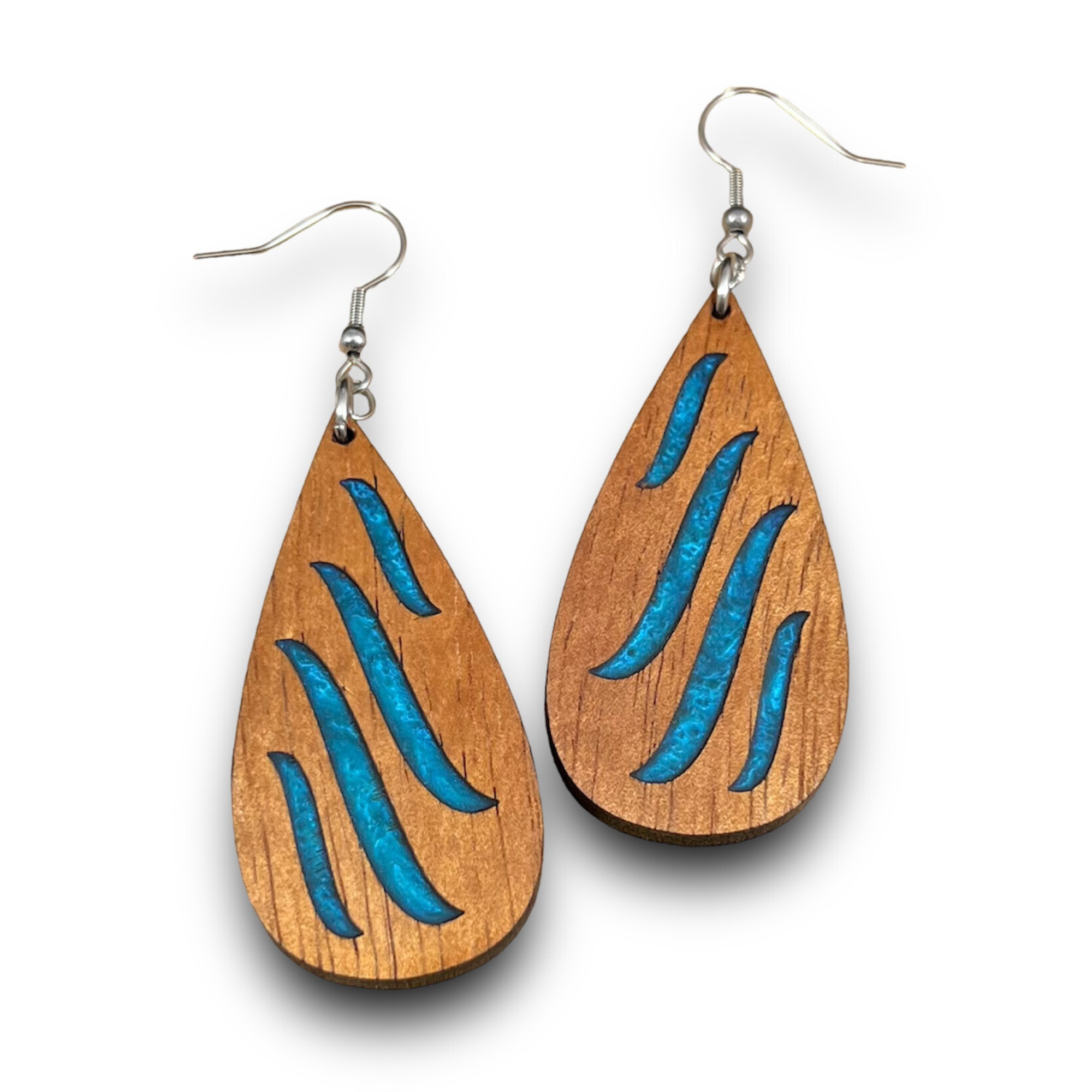 Handmade Koa and Resin Earrings