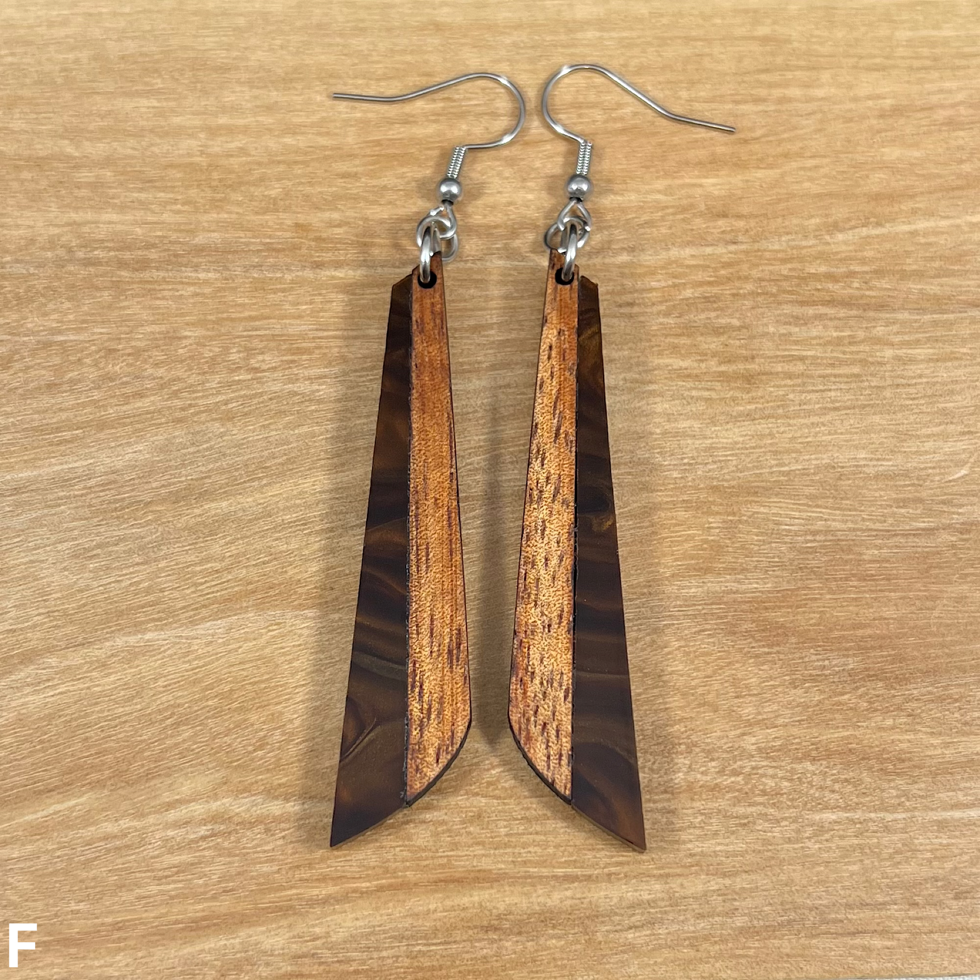 Acrylic and Koa Wood Earrings Mocha Pearl