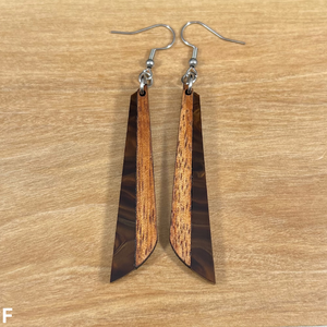 Acrylic and Koa Wood Earrings Mocha Pearl