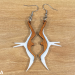 Load image into Gallery viewer, Koa and Acrylic Iwa Bird Earrings
