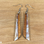 Load image into Gallery viewer, Acrylic and Koa Wood Earrings Mauve Swirl
