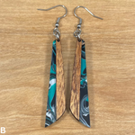 Load image into Gallery viewer, Acrylic and Koa Wood Earrings Teal Swirl
