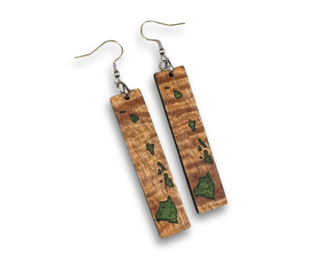 Handmade Koa and Resin Earrings