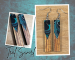 画像をギャラリービューアに読み込む, Acrylic and Koa Wood Earrings Teal Swirl
