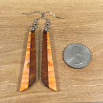 Load image into Gallery viewer, Acrylic and Koa Wood Earrings Orange Pearl
