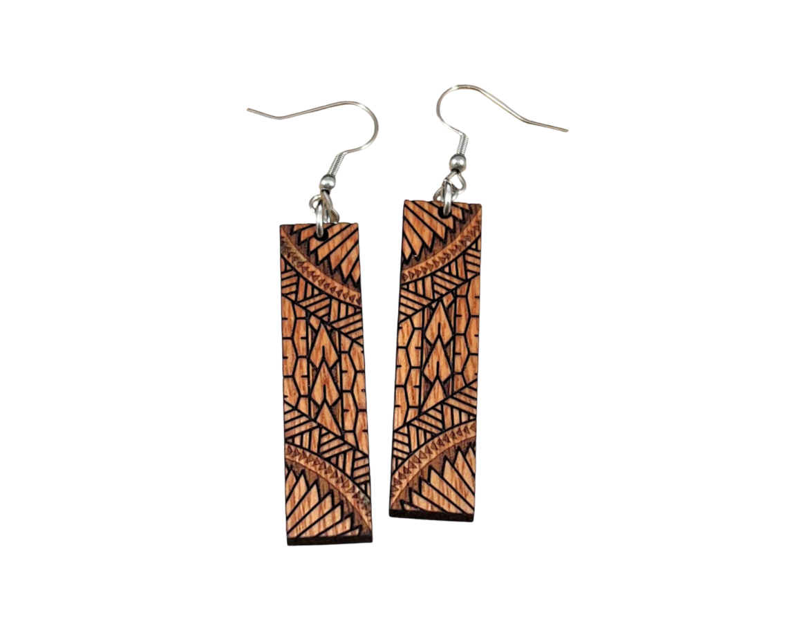 Engraved Kamani Wood Earrings