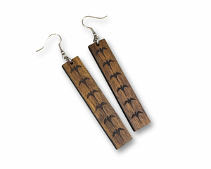 Engraved Koa Iwa Earrings