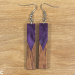 Load image into Gallery viewer, Acrylic and Koa Wood Earrings Purple Pearl
