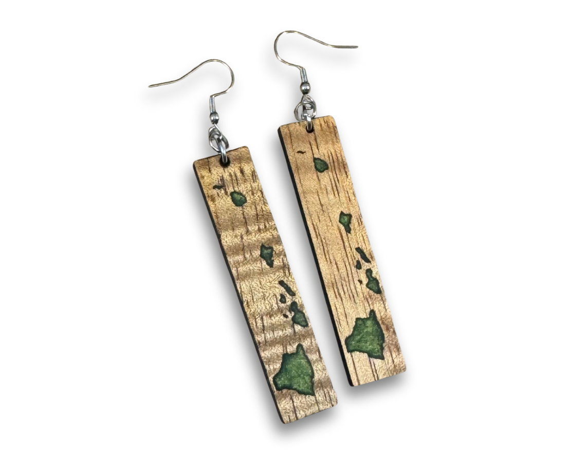 Handmade Koa and Resin Earrings