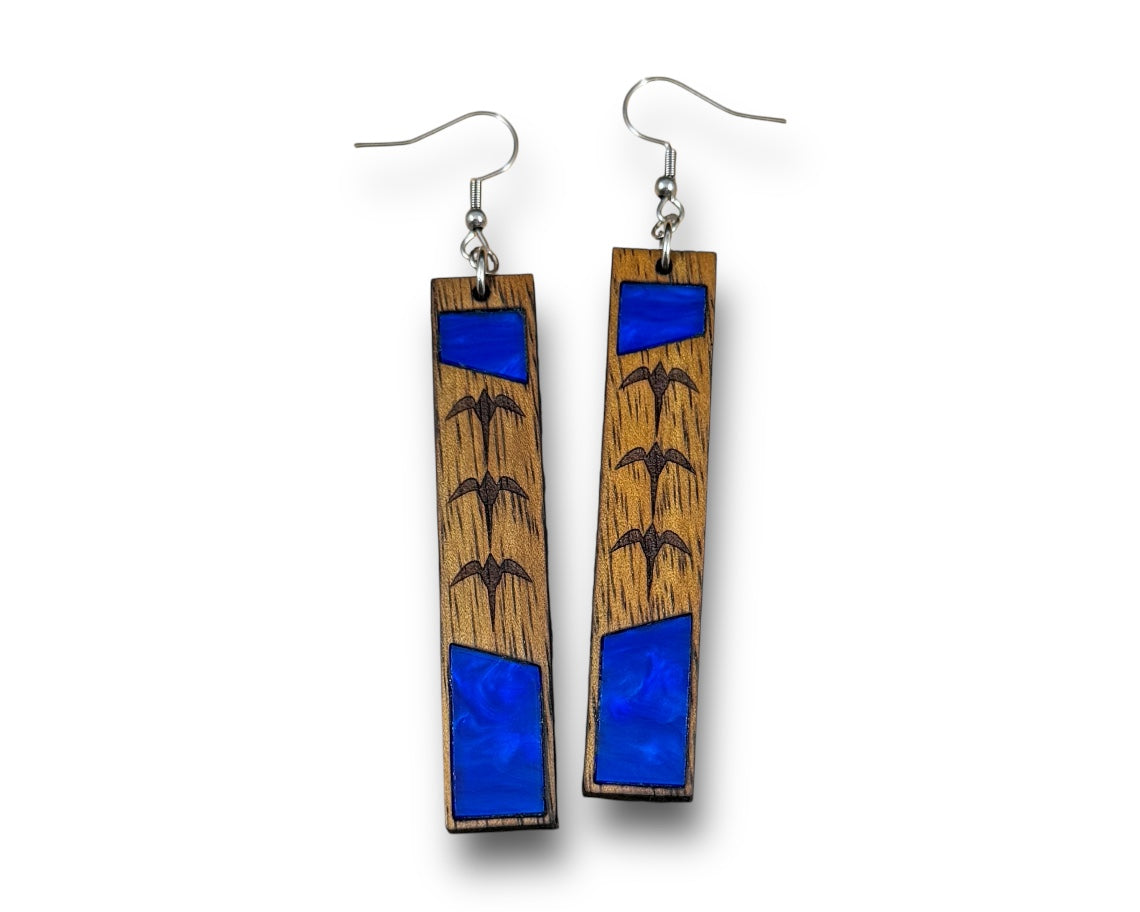 Koa and Acrylic Iwa Earrings