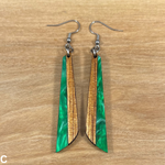 Load image into Gallery viewer, Acrylic and Koa Wood Earrings Green Pearl
