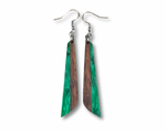 Load image into Gallery viewer, Acrylic and Koa Wood Earrings Green Pearl
