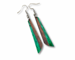 Load image into Gallery viewer, Acrylic and Koa Wood Earrings Green Pearl
