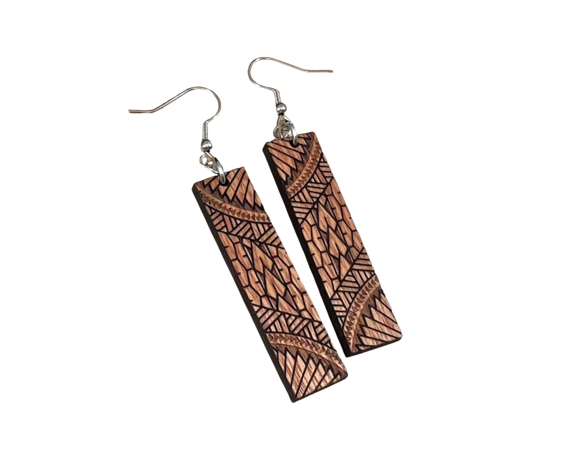 Engraved Kamani Wood Earrings