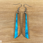 Load image into Gallery viewer, Acrylic and Koa Wood Earrings Blue Pearl
