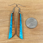 Load image into Gallery viewer, Acrylic and Koa Wood Earrings Blue Pearl
