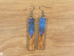 Load image into Gallery viewer, Acrylic and Koa Wood Earrings Purple Starry Sky
