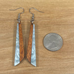 Load image into Gallery viewer, Acrylic and Koa Wood Earrings Light Blue Pearl
