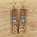 Load image into Gallery viewer, Koa and Resin Moon Phase Earrings
