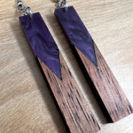 Load image into Gallery viewer, Acrylic and Koa Wood Earrings Purple Pearl
