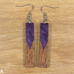 Load image into Gallery viewer, Acrylic and Koa Wood Earrings Purple Pearl
