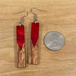 Load image into Gallery viewer, Acrylic and Koa Wood Earrings Red Pearl
