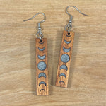 Load image into Gallery viewer, Koa and Resin Moon Phase Earrings (short)
