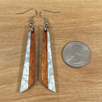 Load image into Gallery viewer, Acrylic and Koa Wood Earrings Mint Green Pearl
