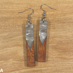 Load image into Gallery viewer, Acrylic and Koa Wood Earrings Gray Pearl
