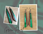 Load image into Gallery viewer, Acrylic and Koa Wood Earrings Green Pearl
