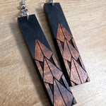 Load image into Gallery viewer, Koa wood and Acrylic Maka Ihe Earrings
