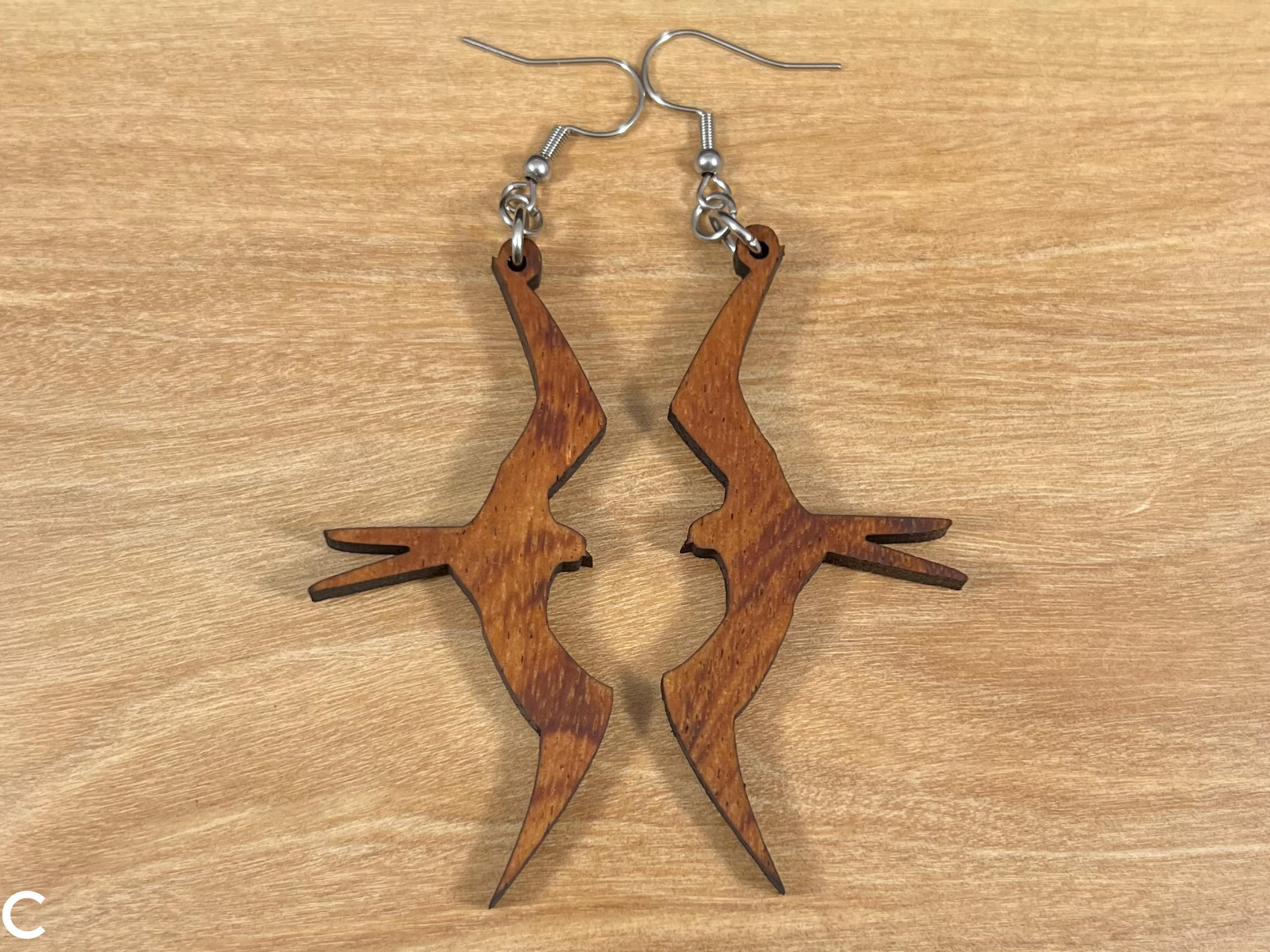 Koa Iwa Bird Earrings