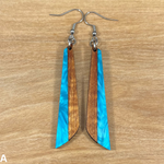 Load image into Gallery viewer, Acrylic and Koa Wood Earrings Blue Pearl
