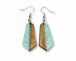 Load image into Gallery viewer, Acrylic and Koa Wood Earrings Apple Green Pearl
