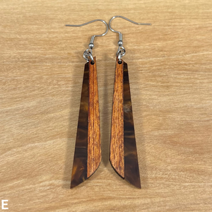 Acrylic and Koa Wood Earrings Mocha Pearl