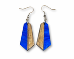 이미지를 갤러리 뷰어에 로드 , Acrylic and Koa Wood Earrings Ocean Blue Pearl
