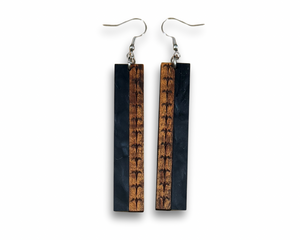 Koa wood and Acrylic iwa Earrings