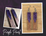 Load image into Gallery viewer, Acrylic and Koa Wood Earrings Purple Pearl
