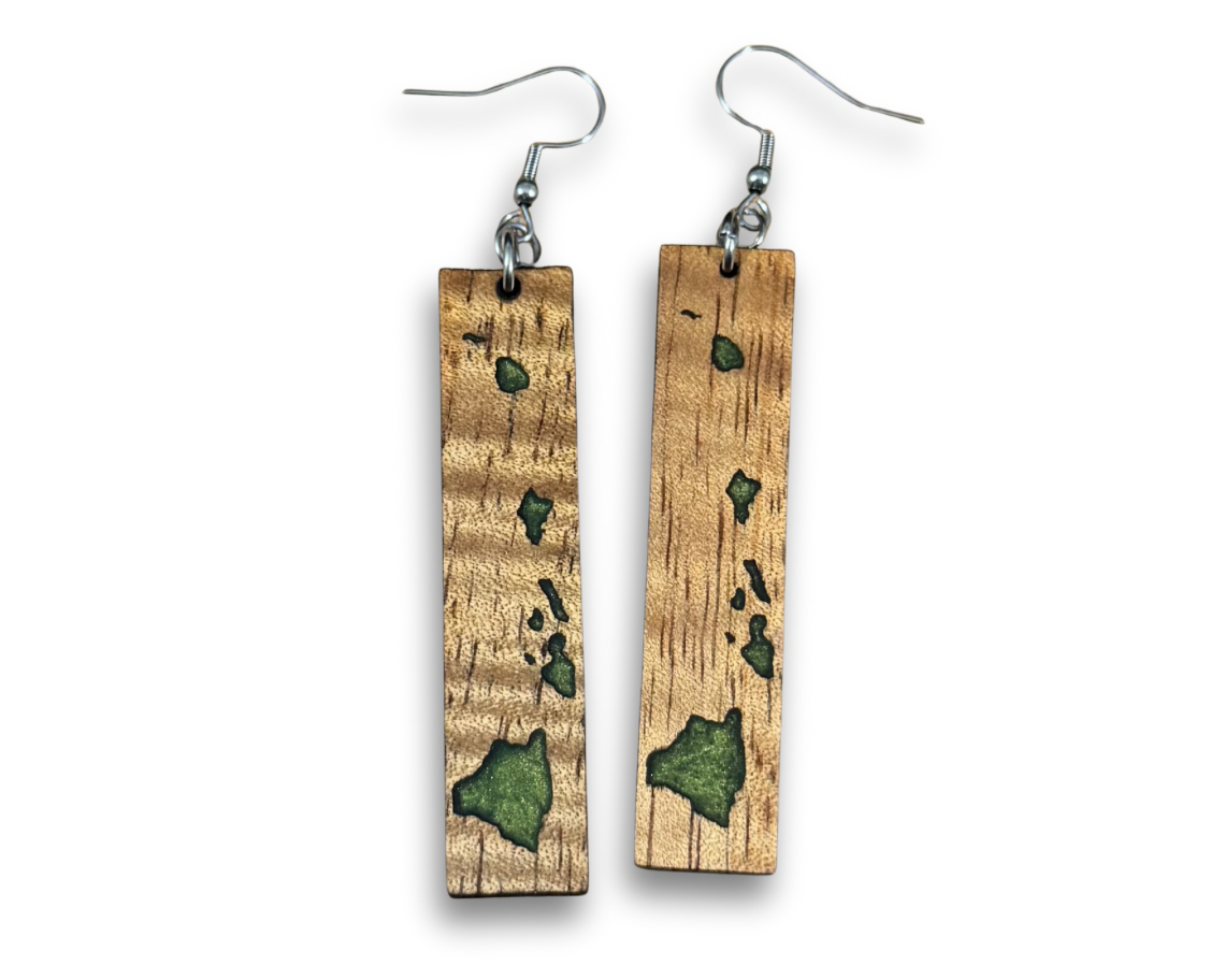 Handmade Koa and Resin Earrings