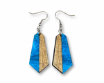 Load image into Gallery viewer, Acrylic and Koa Wood Earrings Cyan Blue Pearl
