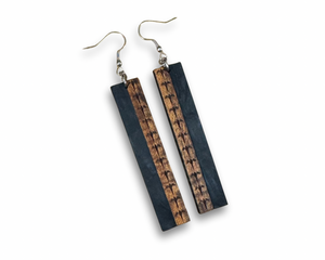 Koa wood and Acrylic iwa Earrings